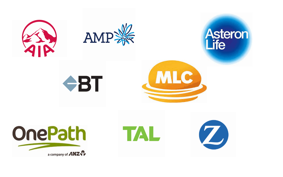 A selection of logos used by providers of personal financial risk management products in Australia