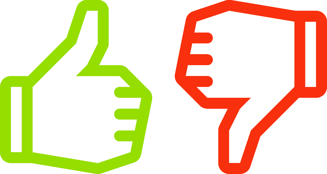 two hands drawn to show a thumb facing up (as the one on the left, coloured bright green) and thumb down (as on the right, coloured bright red) indicasting the level of acceptance of the proposition - in this case, life insurance within superannuation
