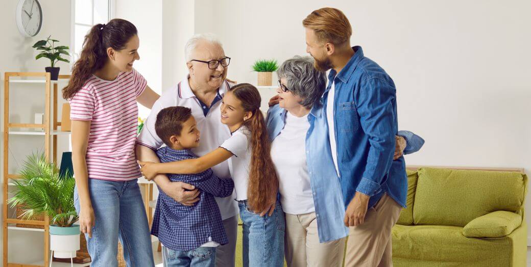 three generations of a family happy together as they share the estate planning undertaken and the emerging wealth management issues for the succeeding generations